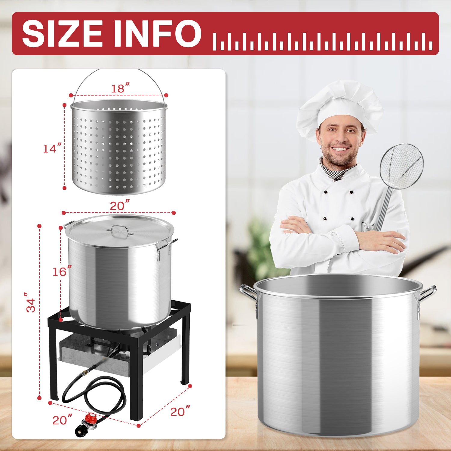 80QT Crawfish Boiler | Seafood Boiling Kit | Dustproof Cover & 16" Skimmer Included | 110,000BTU Propane Jet Burner | 0-20 PSI CSA Certified Regulator | Crab Boil Pot for Outdoor Backyard Cooking