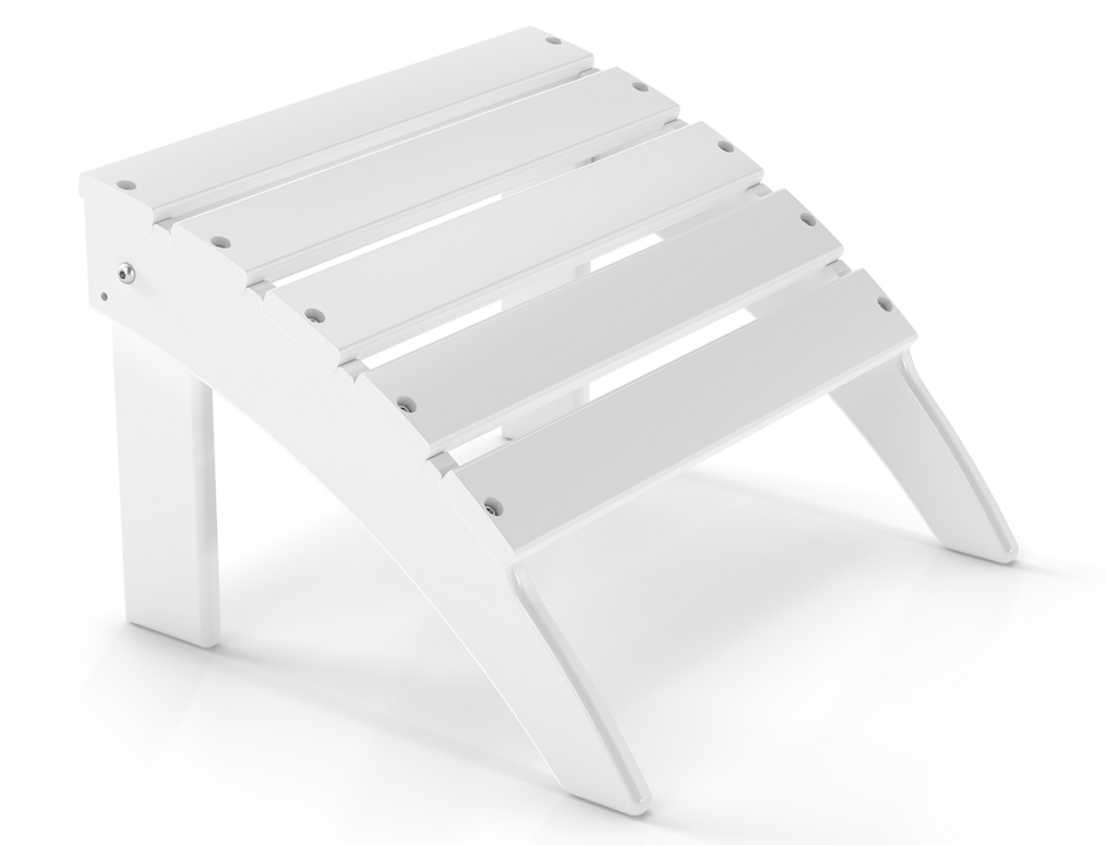 FODINGHILL Adirondack Outdoor Ottoman, HDPE Patio Foot Rest, All Weather Folding Foot Stool for Adirondack Chair, for Patio Backyard Pool Porch Lawn, White