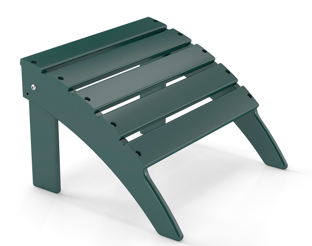 FODINGHILL Adirondack Outdoor Ottoman, HDPE Patio Foot Rest, All Weather Folding Foot Stool for Adirondack Chair, for Patio Backyard Pool Porch Lawn, Dark Green