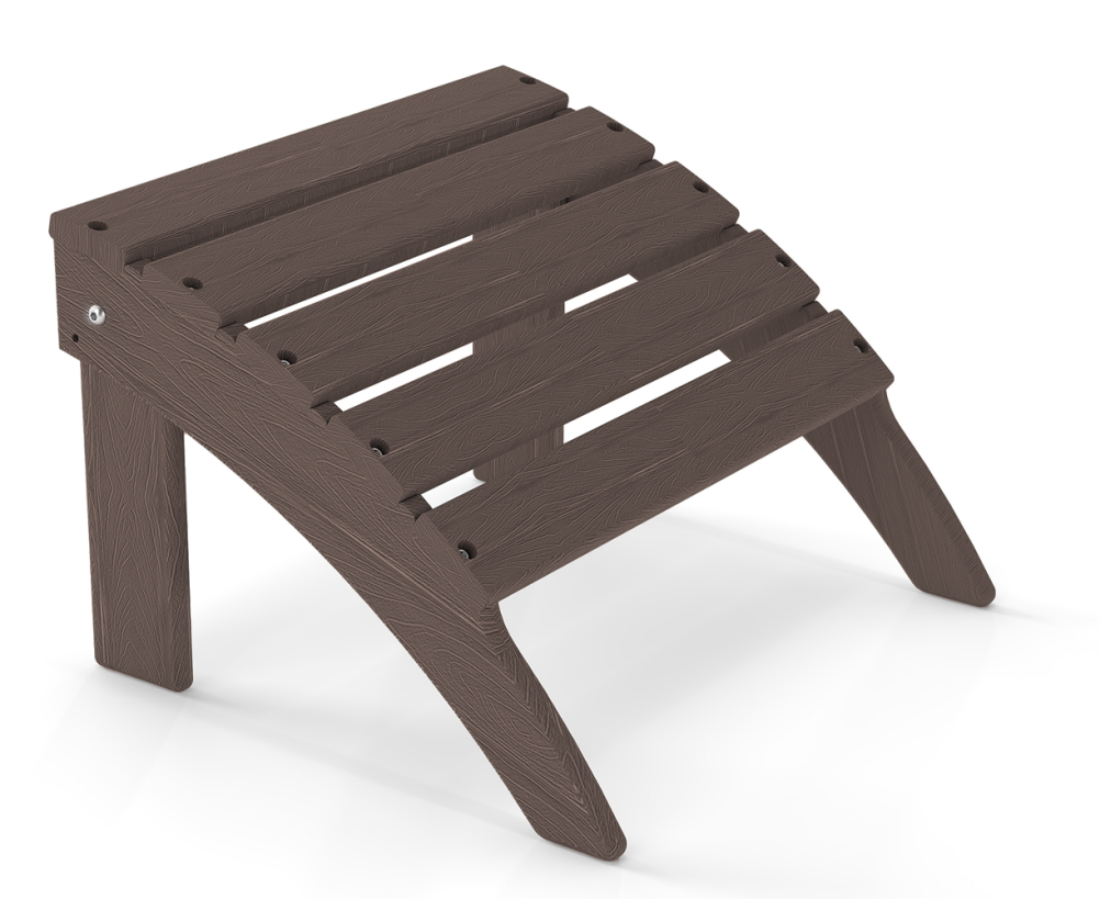 FODINGHILL Adirondack Outdoor Ottoman, HDPE Patio Foot Rest, All Weather Folding Foot Stool for Adirondack Chair, for Patio Backyard Pool Porch Lawn, Brown Wood Grain