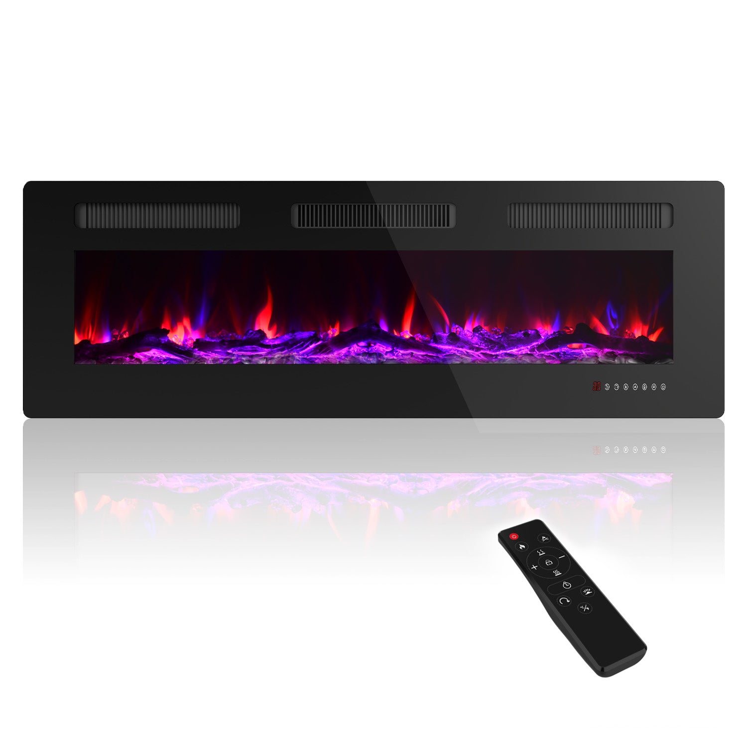 FODINGHILL 50” Electric Fireplace Ultra Thin Fireplace,Recessed Wall Mounted Fireplace Heater with Multicolor Flame & Remote Control,750/1500W