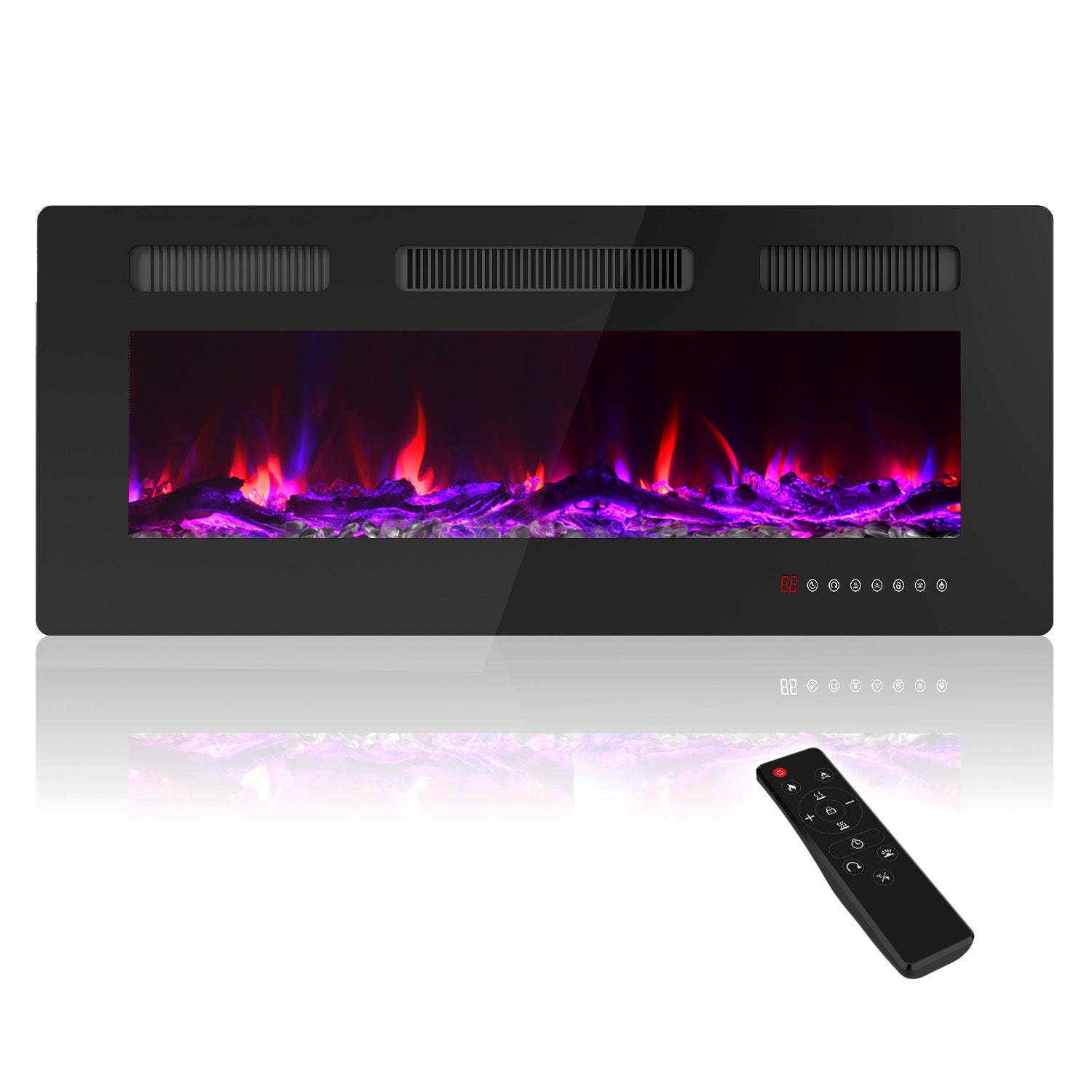 FODINGHILL 40” Electric Fireplace Ultra Thin Fireplace,Recessed Wall Mounted Fireplace Heater with Multicolor Flame & Remote Control,750/1500W