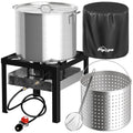 100QT Crawfish Boiler | Seafood Boiling Kit | Dustproof Cover & 16" Skimmer Included | 110,000BTU Propane Jet Burner | 0-20 PSI CSA Certified Regulator | Crab Boil Pot for Outdoor Backyard Cooking