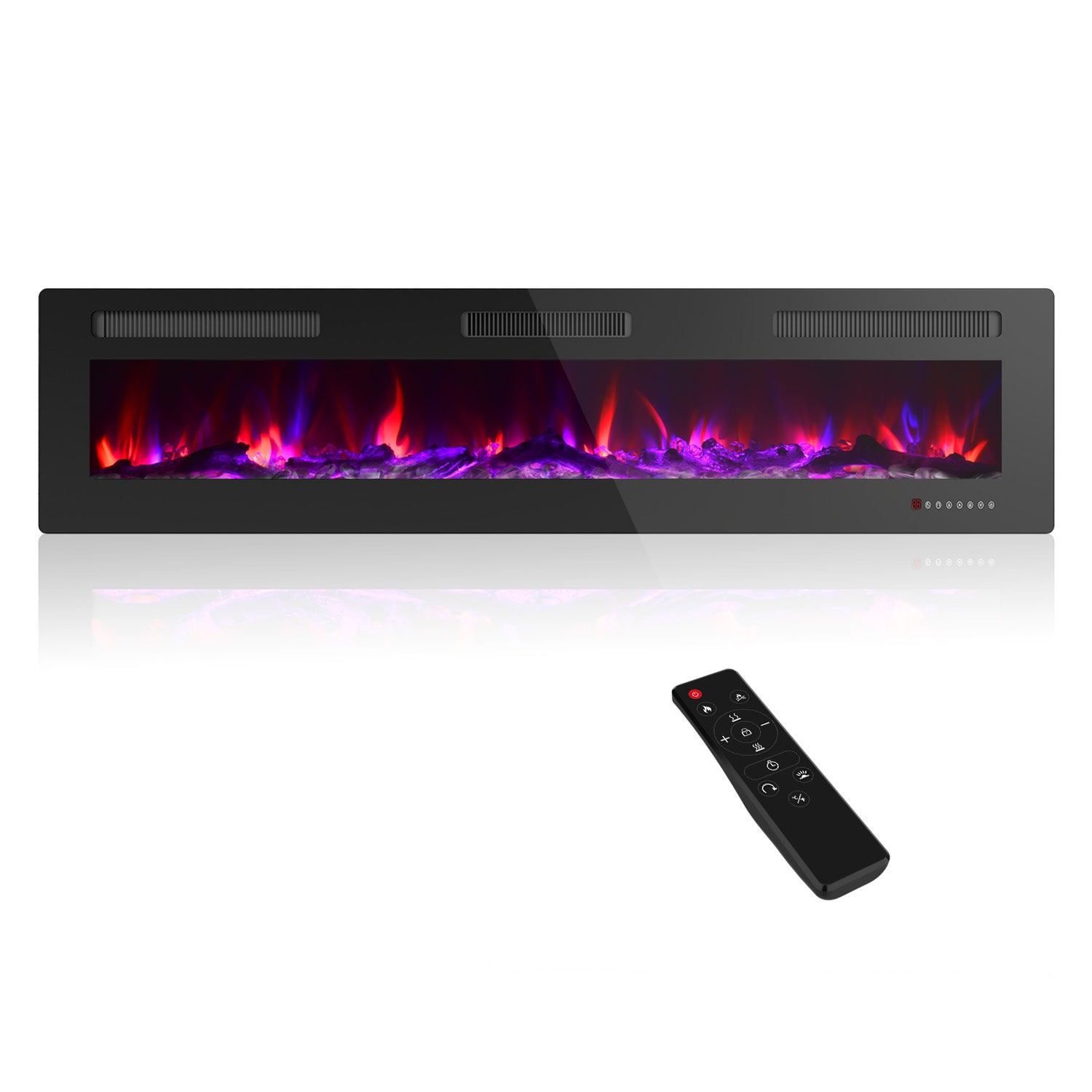 FODINGHILL 70” Electric Fireplace Ultra Thin Fireplace,Recessed Wall Mounted Fireplace Heater with Multicolor Flame & Remote Control,750/1500W