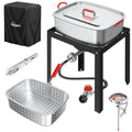 18QT Outdoor Propane Fish Fryer | 50,000 BTU Propane Deep Fryer | Includes 18QT Basket | Lid | Cover | 9" Fryer Tong & 6" Thermometer | Perfect for Cooking Fish, Chicken Wings, and Fries