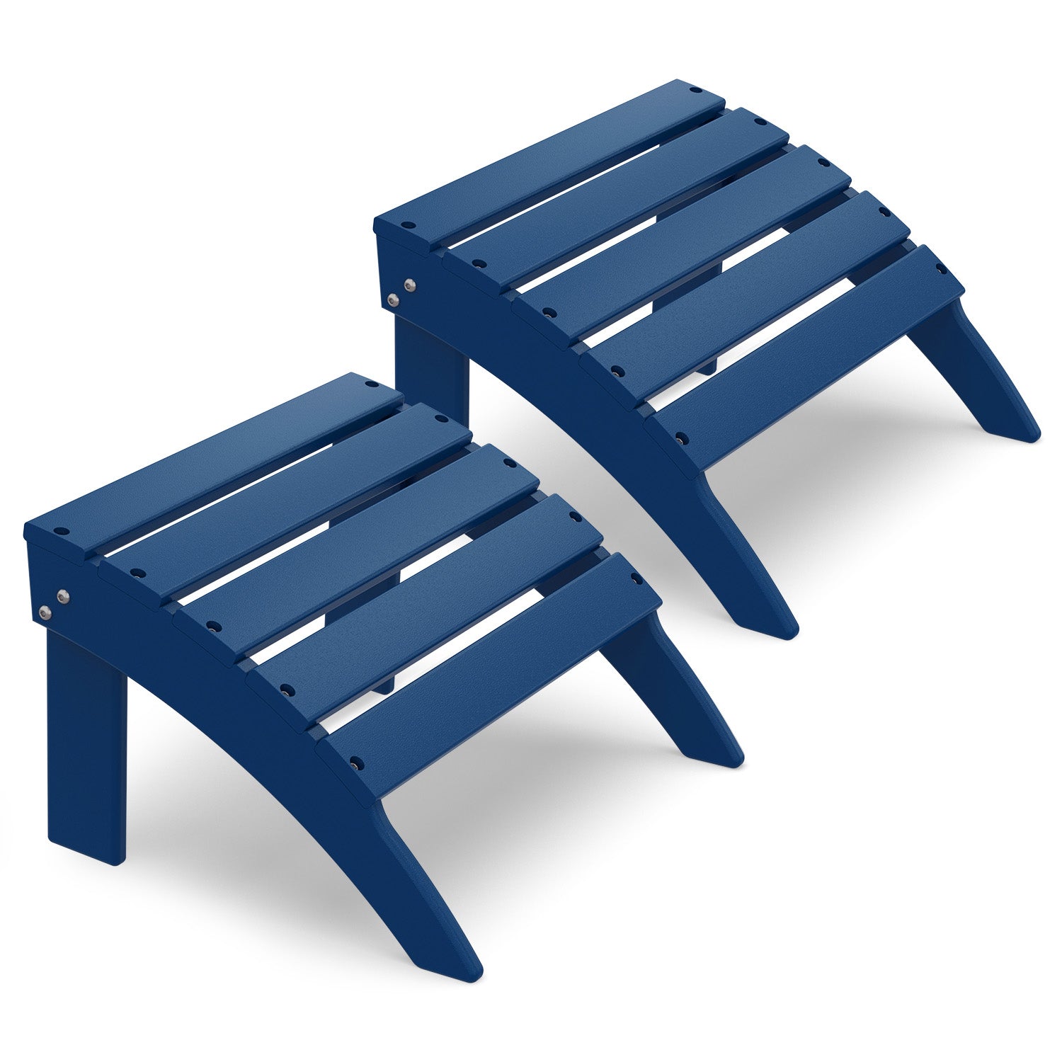 FODINGHILL Adirondack Outdoor Ottoman set of 2, HDPE Patio Foot Rest set of 2, All Weather Folding Foot Stool for Adirondack Chair, for Patio Backyard Pool Porch Lawn, Blue