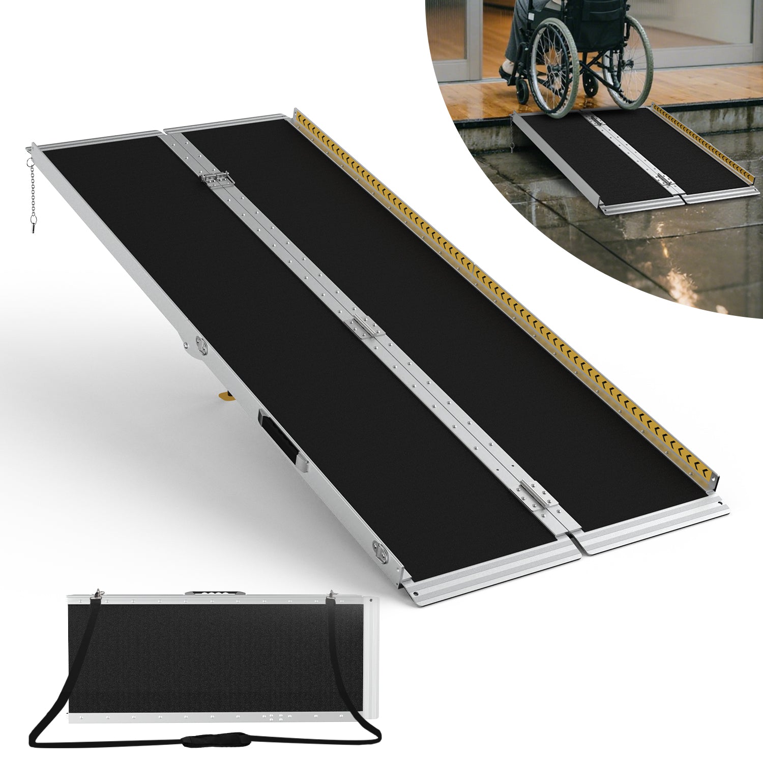 FODINGHILL 6 ft Folding Wheelchair Ramp,Portable Aluminum Threshold Ramp,800 lbs Capacity