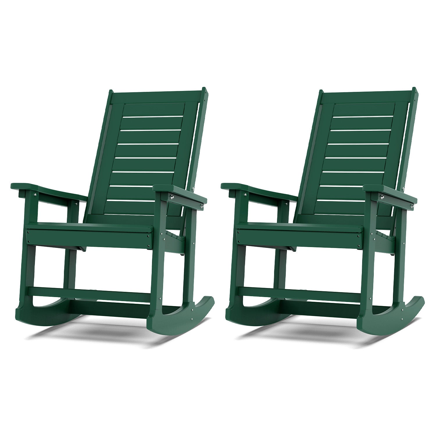 Outdoor Rocking Chair Set of 2,HDPE Oversized Rocking Chair Outdoor,High Back  Patio Rocking Chairs for Porch Garden Balcony,Forest