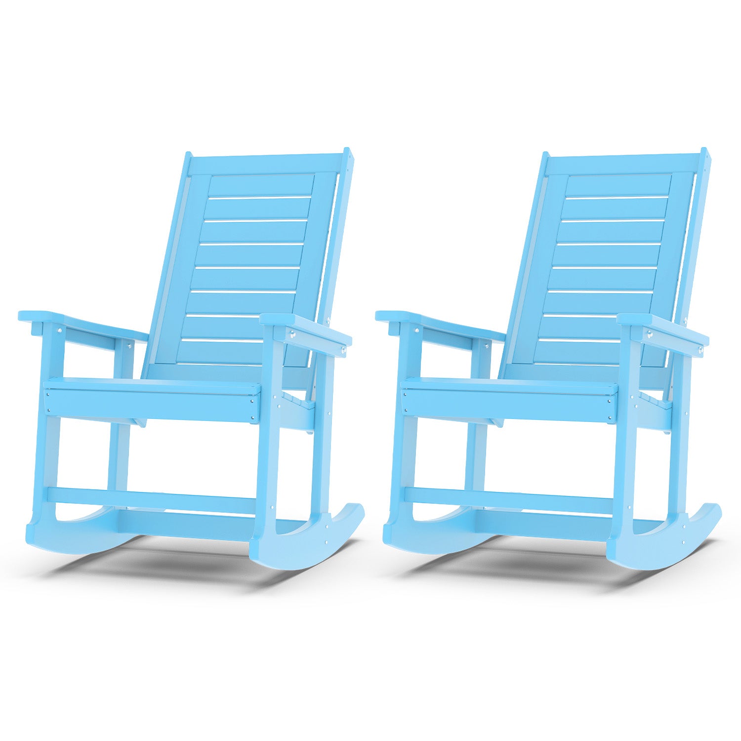 Outdoor Rocking Chair Set of 2,HDPE Oversized Rocking Chair Outdoor,High Back Rocking Patio Chairs for Porch Garden Balcony,Arctic