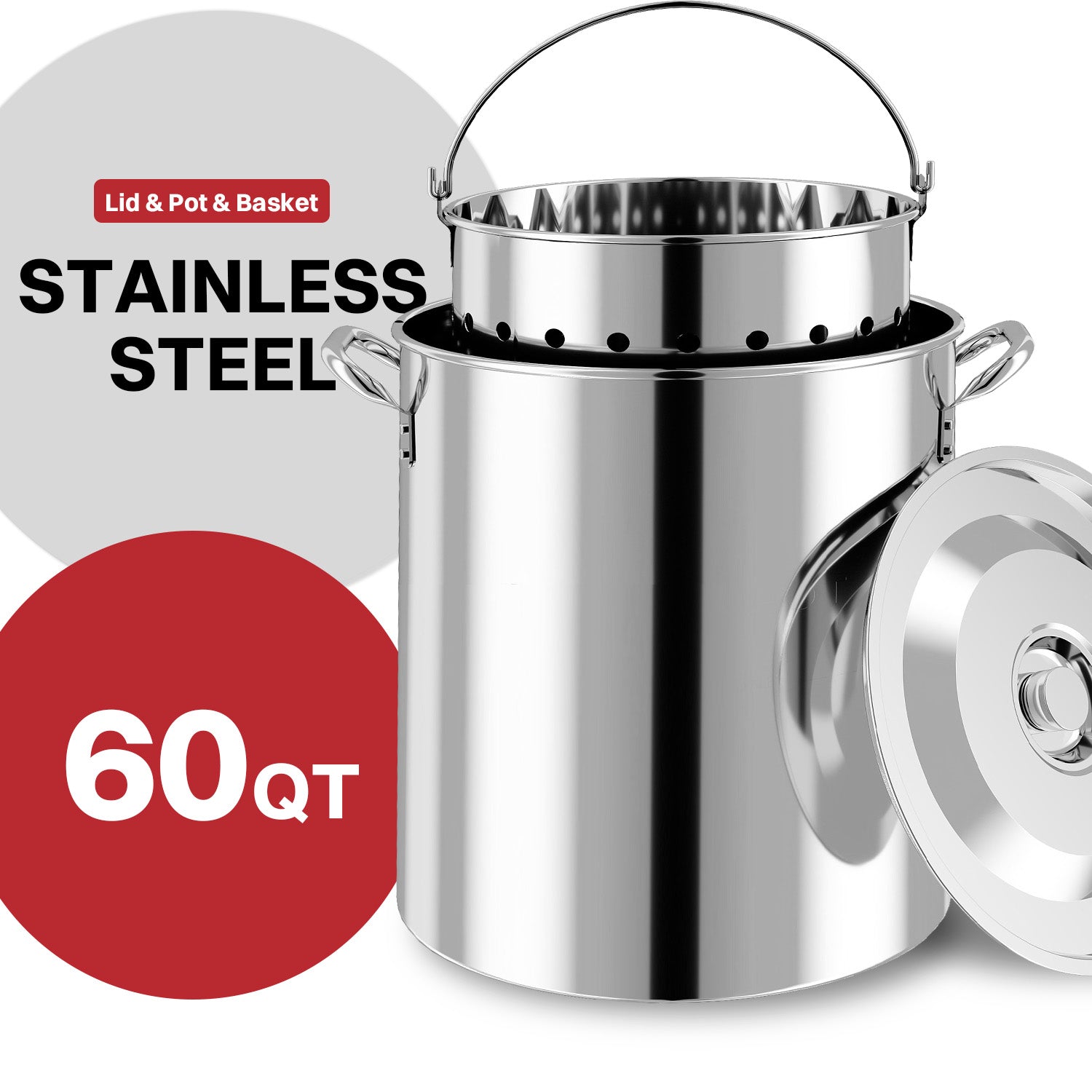 60QT Stainless Steel Crawfish Boiler | Seafood Boiling Kit | Cover & Skimmer Included | 110,000BTU Propane Jet Burner | 0-20 PSI CSA Certified Regulator | Crab Boil Pot for Outdoor Backyard Cooking