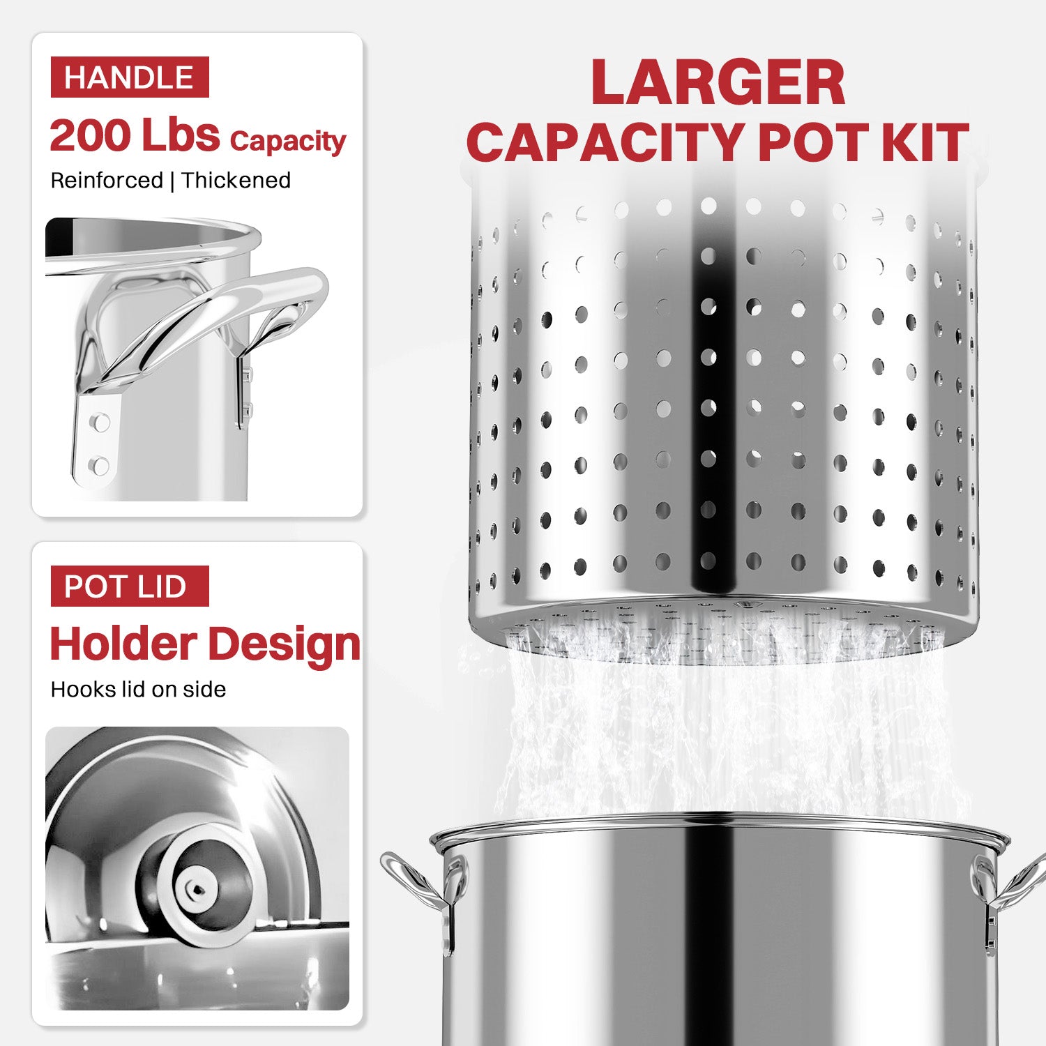 60QT Stainless Steel Crawfish Boiler | Seafood Boiling Kit | Cover & Skimmer Included | 110,000BTU Propane Jet Burner | 0-20 PSI CSA Certified Regulator | Crab Boil Pot for Outdoor Backyard Cooking