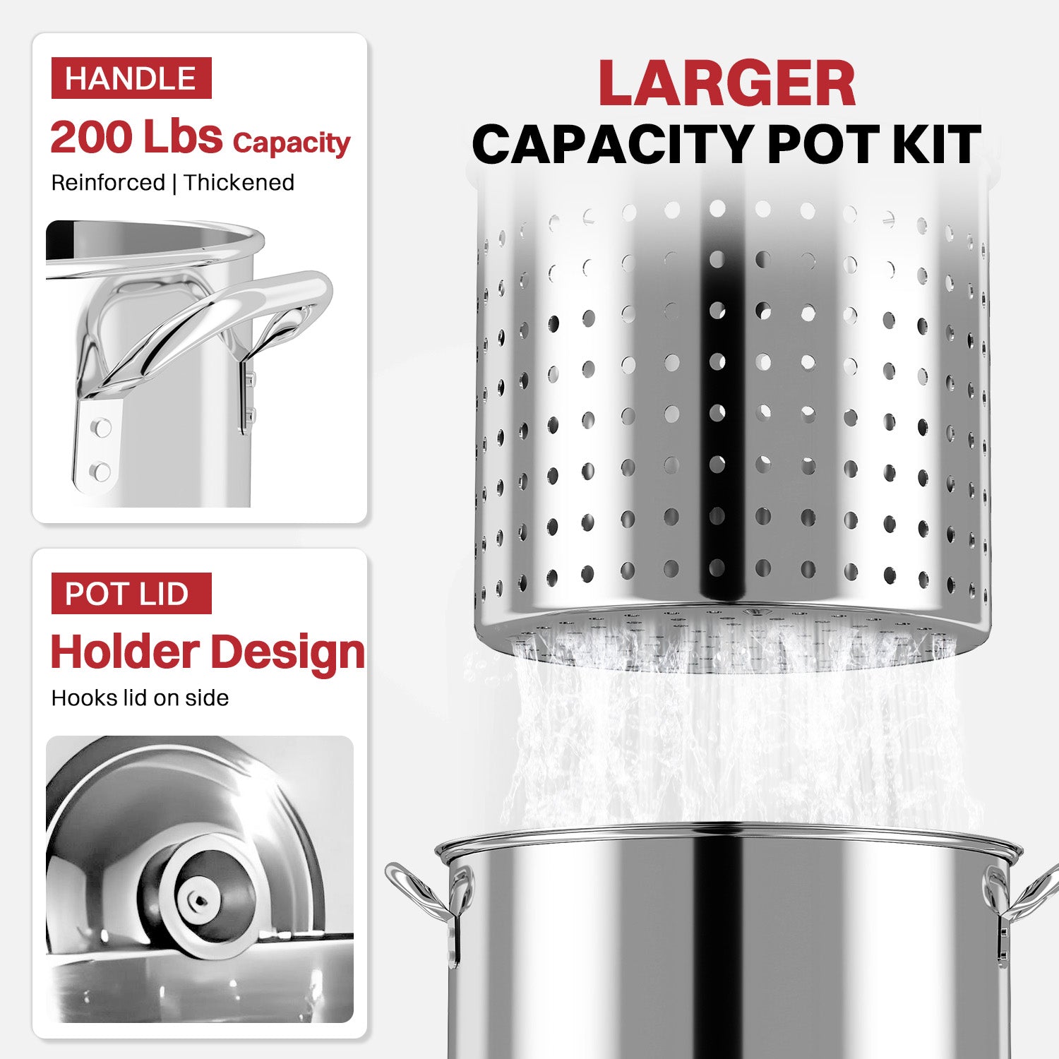 40QT Stainless Steel Turkey Fryer | Outdoor Fryer | Seafood Boil Pot | Cover & Skimmer Included | 50,000BTU Propane Burner | Deep Fryer Pot with Basket | Crab, Seafood & Crawfish Boiler