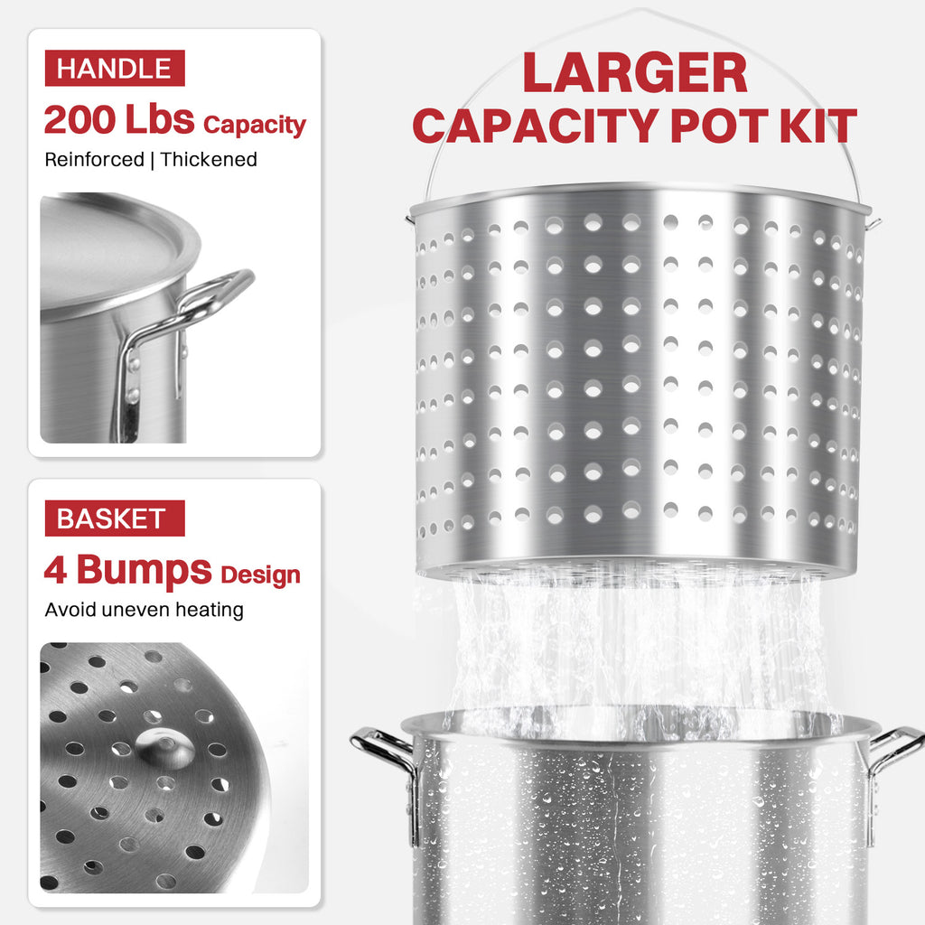 50QT Crawfish Boiler | Seafood Boiling Kit | Dustproof Cover & 12" Skimmer Included | 110,000BTU Propane Jet Burner | 0-20 PSI CSA Certified Regulator | Crab Boil Pot for Outdoor Backyard Cooking