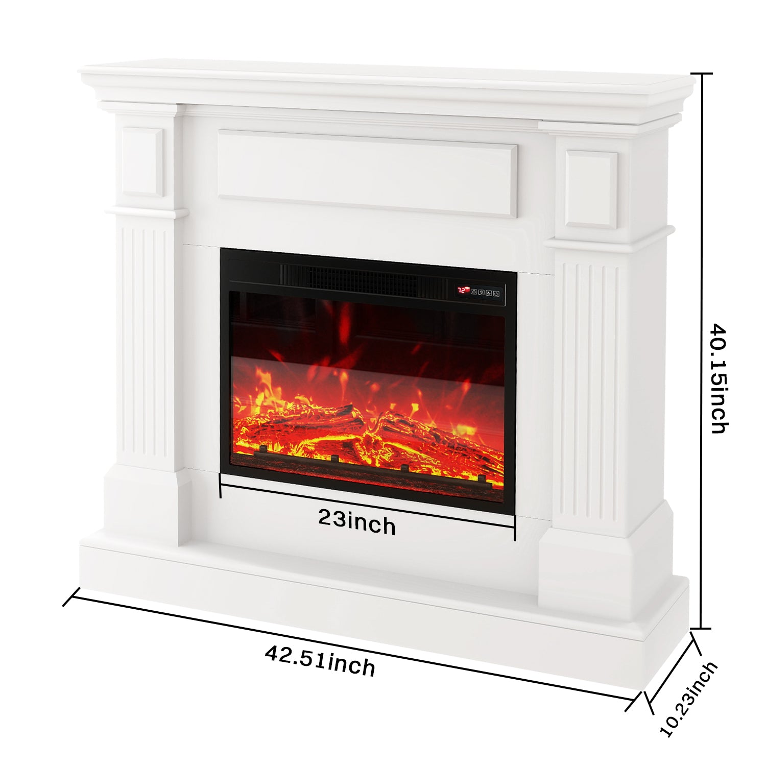 FODINGHILL 43" Electric Fireplace with Mantel,Freestanding Fireplace Heater with TV Stand,Adjustable 3D Flame,Remote Control,1500W,White