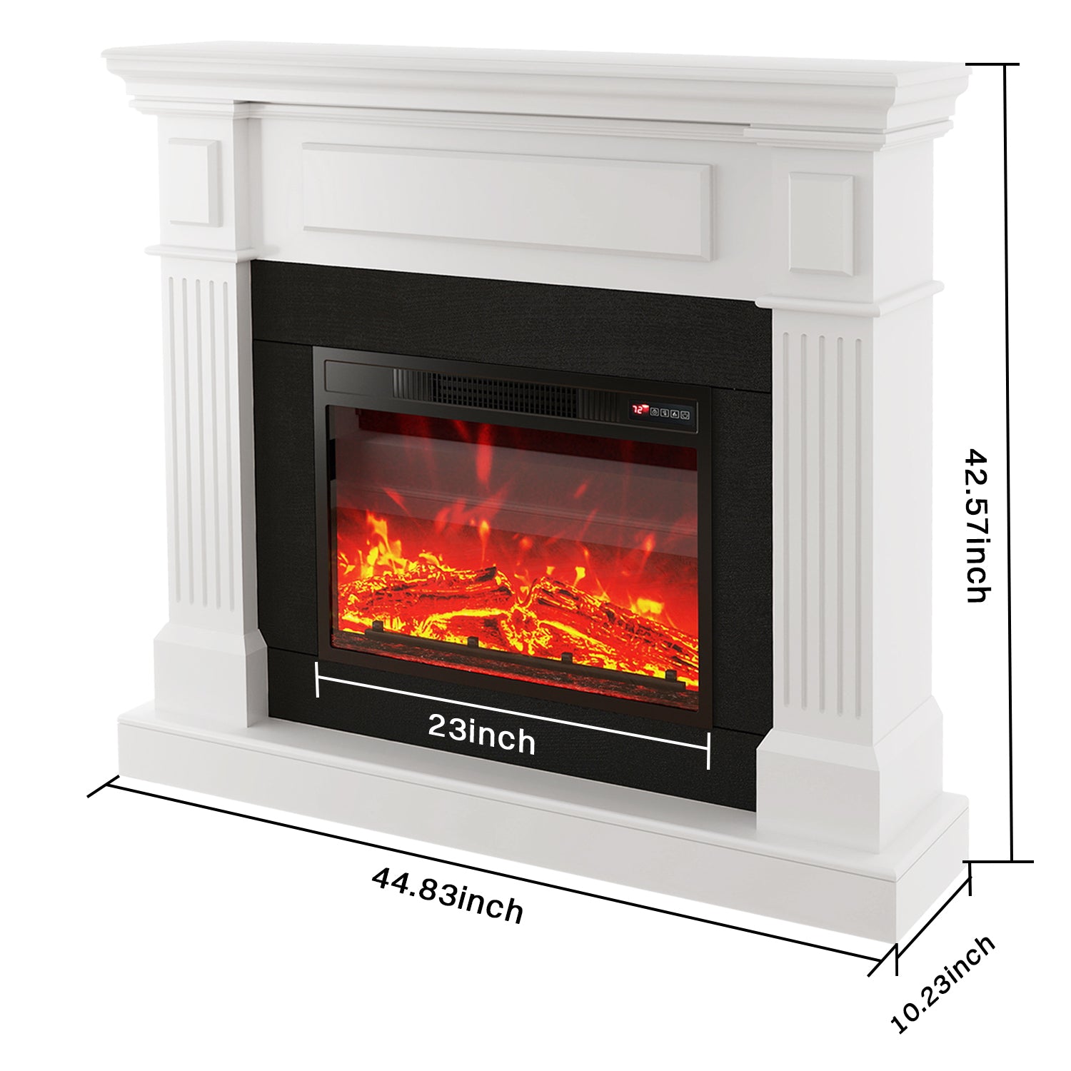 FODINGHILL 45" Electric Fireplace with Mantel,Freestanding Fireplace Heater with TV Stand,Adjustable 3D Flame,Remote Control,1500W,White