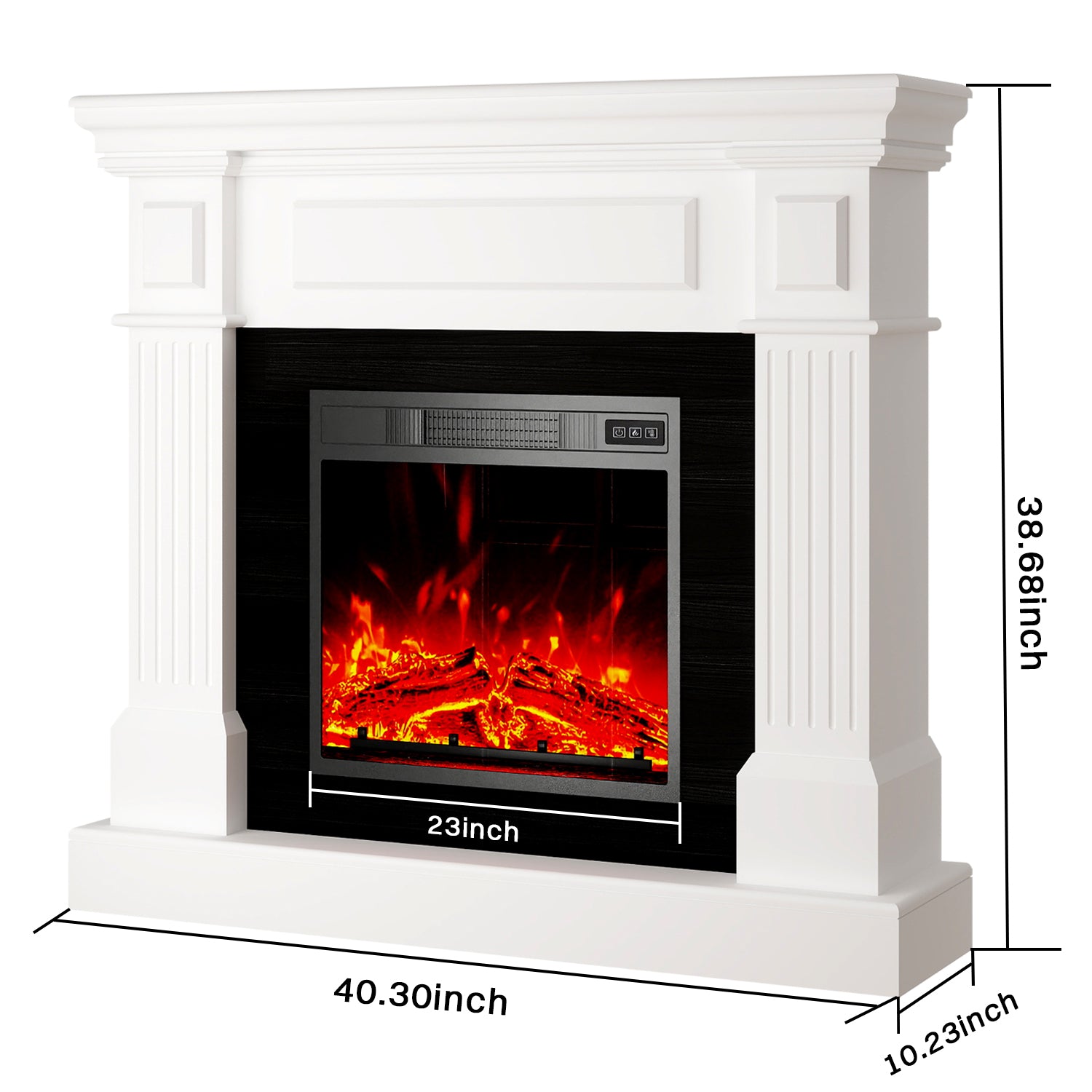 FODINGHILL 40" Electric Fireplace with Mantel,Freestanding Fireplace Heater with TV Stand,Adjustable 3D Flame,Remote Control,1500W,White