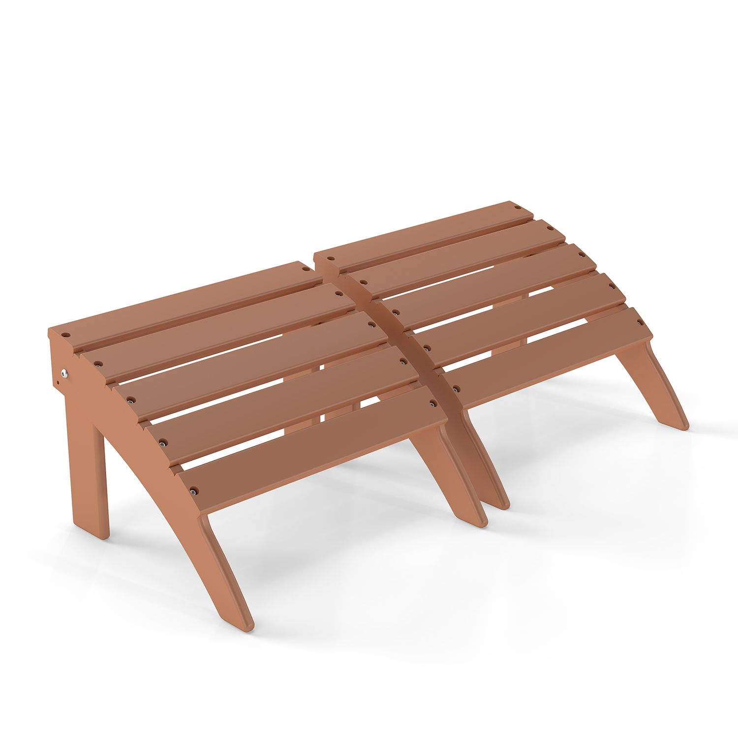 FODINGHILL Adirondack Outdoor Ottoman set of 2, HDPE Patio Foot Rest set of 2, All Weather Folding Foot Stool for Adirondack Chair, for Patio Backyard Pool Porch Lawn, Teak