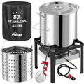 80QT Stainless Steel Crawfish Boiler | Seafood Boiling Kit | Cover & 18" Skimmer Included | 110,000BTU Propane Jet Burner | 20 PSI CSA Certified Regulator | Crab Boil Pot for Outdoor Backyard Cooking