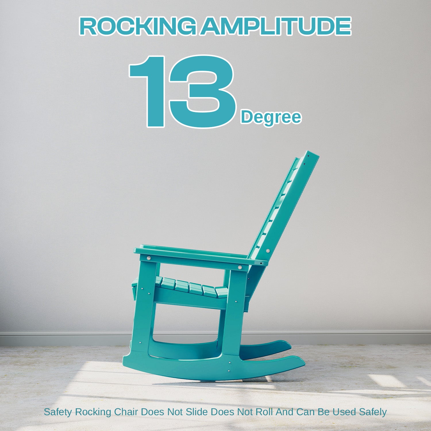 Outdoor Rocking Chair Set of 4,HDPE Oversized Rocking Chair Outdoor,High Back Rocking Patio Chairs for Porch Garden Balcony,Aqua