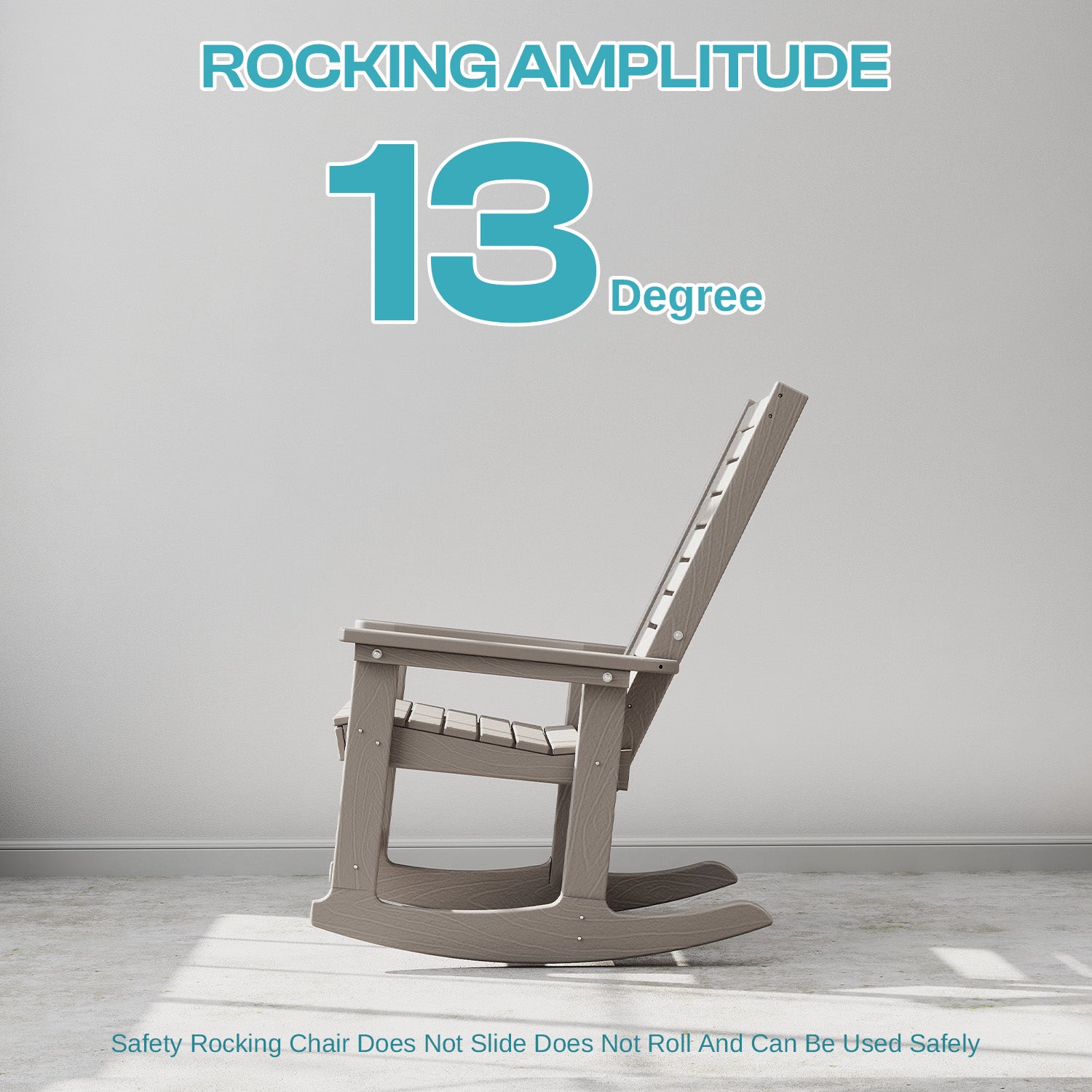Outdoor Rocking Chair Set of 4,HDPE Oversized Rocking Chair Outdoor,High Back Rocking Patio Chairs for Porch Garden Balcony,Wood