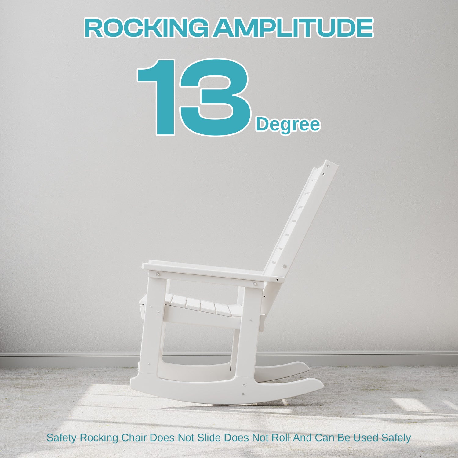 Outdoor Rocking Chair Set of 4,HDPE Oversized Rocking Chair Outdoor,High Back Rocking Patio Chairs for Porch Garden Balcony,White