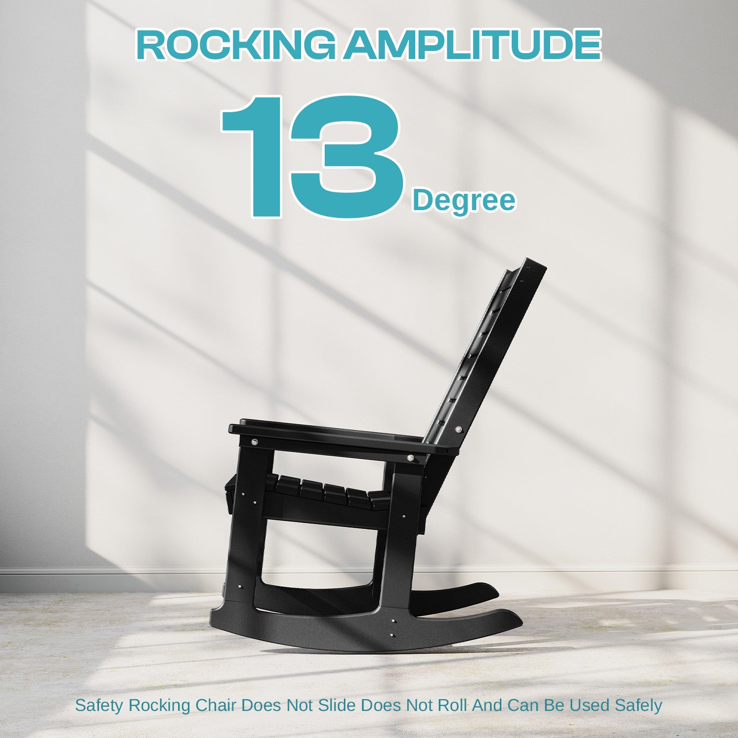 Outdoor Rocking Chair Set of 4,HDPE Oversized Rocking Chair Outdoor,High Back Rocking Patio Chairs for Porch Garden Balcony,Black
