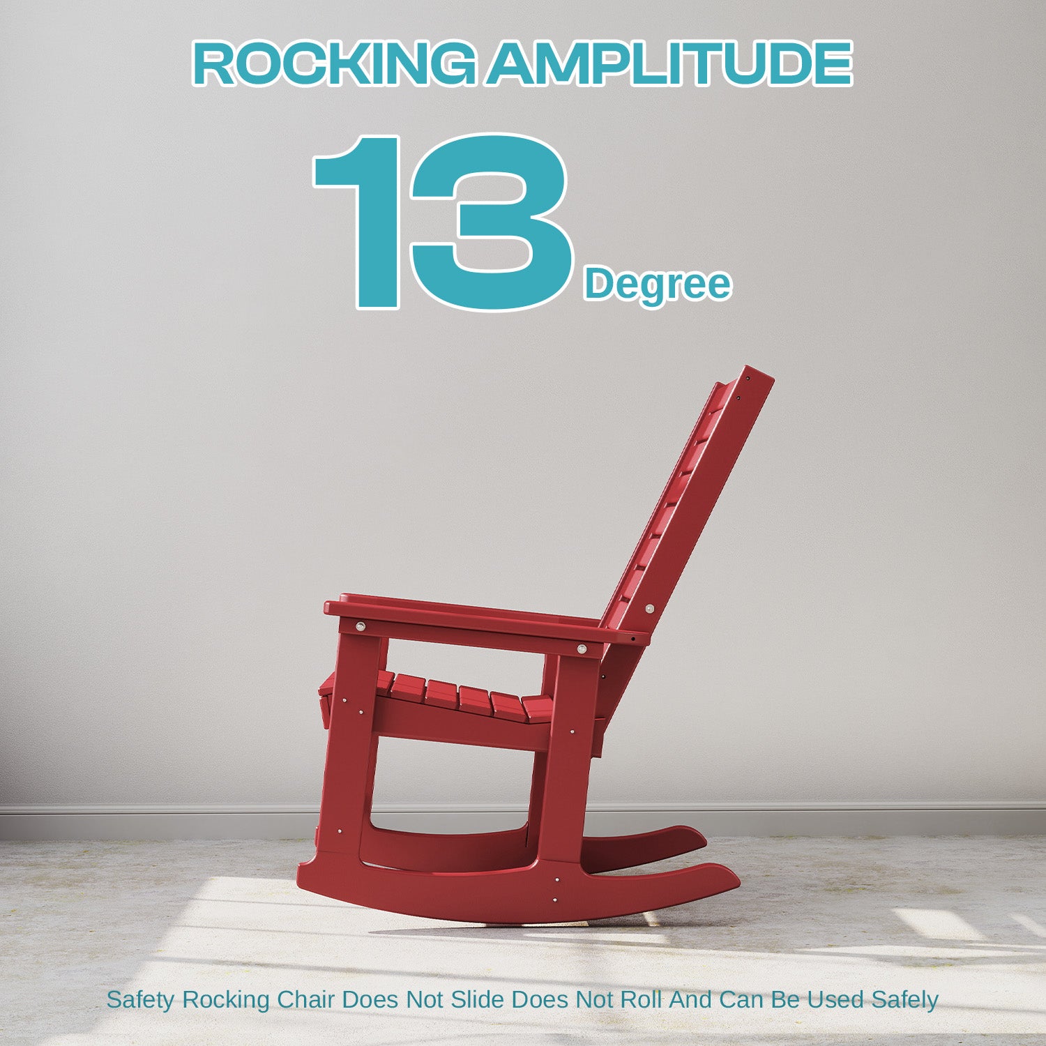 Outdoor Rocking Chair Set of 4,HDPE Oversized Rocking Chair Outdoor,High Back Rocking Patio Chairs for Porch Garden Balcony,Red
