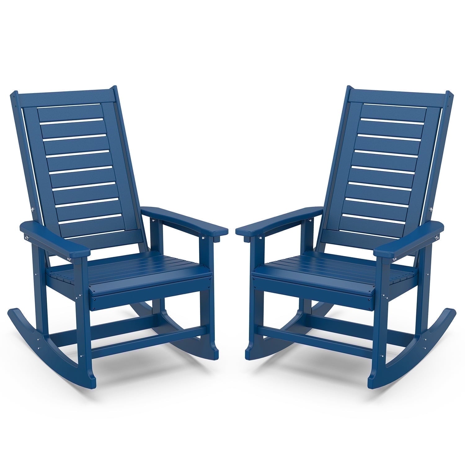 PIPOPA Outdoor Rocking Chair, HDPE All Weather Adirondack Oversized Rockers, Porch Rocking Chairs for Patio Outside Backyard Balcony Garden, Blue