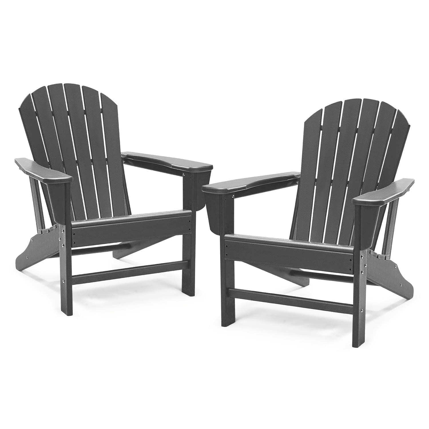 PIPOPA Outdoor Adirondack Chair set of 2, HDPE All Weather Patio Chair for Deck Backyard Garden, Grey